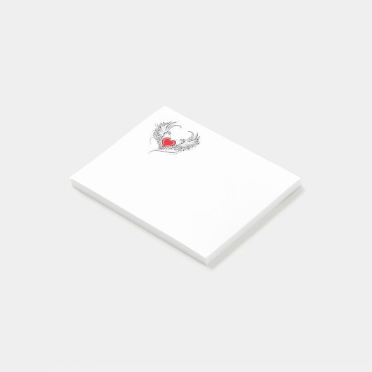Rode Engel Hart met vleugels Post-it® Notes (Schuin)