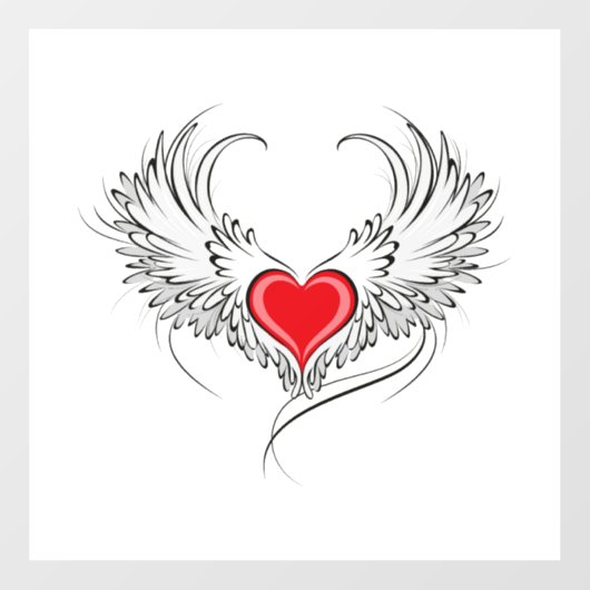 Rode Engel Hart met vleugels Raamsticker (Vel)