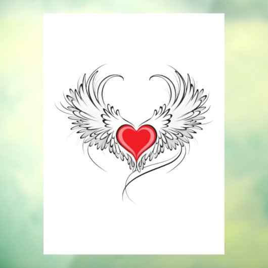 Rode engel hart met vleugels raamsticker (Vel 3)
