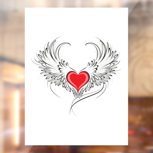 Rode engel hart met vleugels raamsticker (Vel 2)