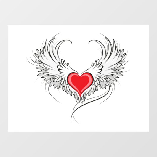 Rode Engel Hart met vleugels Raamsticker (Vel)