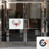 Rode Engel Hart met vleugels Raamsticker (Kantoordeur)