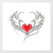 Rode engel hart met vleugels raamsticker (Vel)