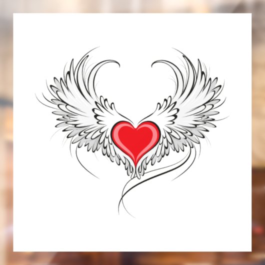 Rode engel hart met vleugels raamsticker (Vel 2)