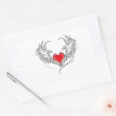 Rode Engel Hart met vleugels Rechthoekige Sticker (Envelop)
