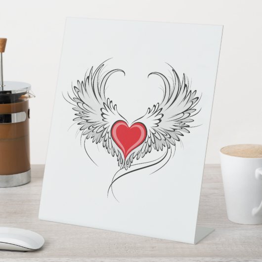 Rode Engel Hart met vleugels Reclamebord Met Voetstuk (Insitu)
