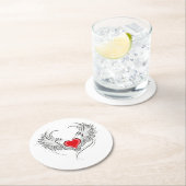 Rode Engel Hart met vleugels Ronde Kartonnen Onderzetter (Insitu)