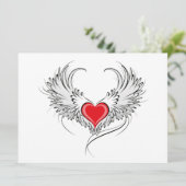 Rode Engel Hart met vleugels Save The Date (Staand voorkant)