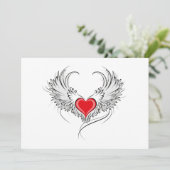 Rode engel hart met vleugels save the date (Staand voorkant)