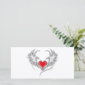 Rode engel hart met vleugels save the date (Staand voorkant)