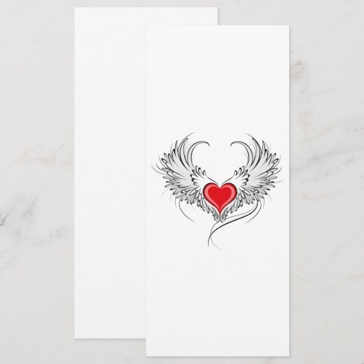 Rode Engel Hart met vleugels Save The Date (Voorkant / Achterkant)