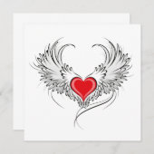 Rode Engel Hart met vleugels Save The Date (Voorkant / Achterkant)