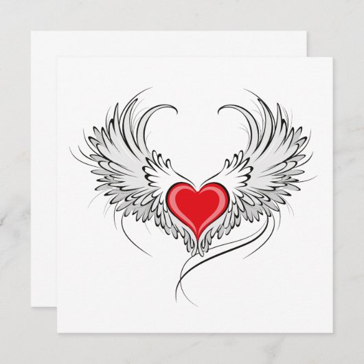 Rode Engel Hart met vleugels Save The Date (Voorkant / Achterkant)