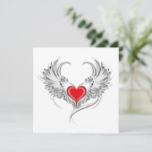 Rode Engel Hart met vleugels Save The Date (Staand voorkant)