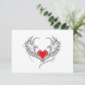 Rode engel hart met vleugels save the date (Staand voorkant)