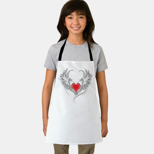 Rode Engel Hart met vleugels Schort (Insitu)