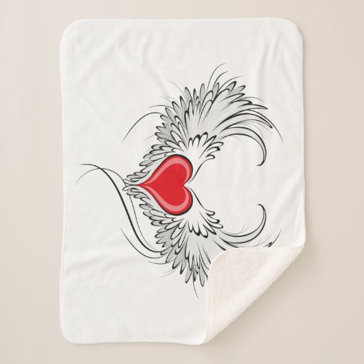 Rode Engel Hart met vleugels Sherpa Deken (Voorkant)