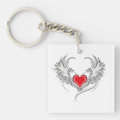 Rode Engel Hart met vleugels Sleutelhanger (voorkant)