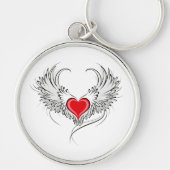 Rode engel hart met vleugels sleutelhanger (Voorkant)