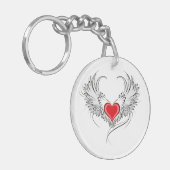Rode engel hart met vleugels sleutelhanger (Voorkant Links)