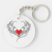 Rode engel hart met vleugels sleutelhanger (Achterkant)