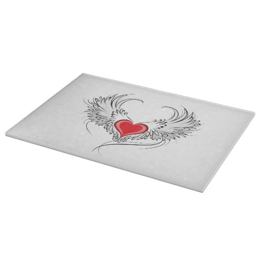 Rode engel hart met vleugels snijplank (Hoek)