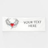 Rode Engel Hart met vleugels Spandoek (Horizontaal)