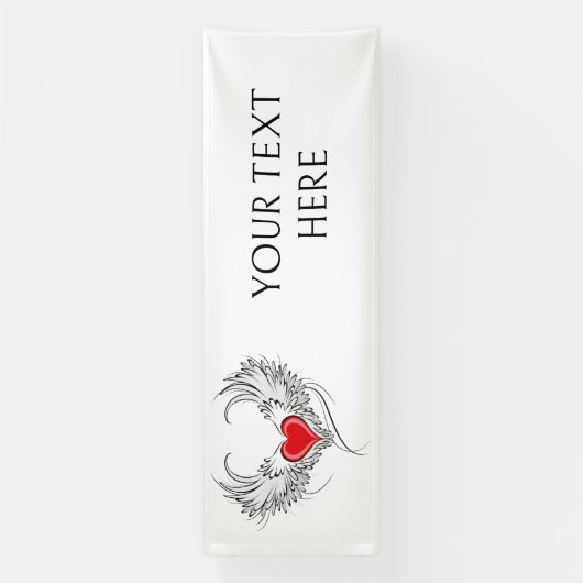 Rode Engel Hart met vleugels Spandoek (Verticaal)