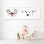 Rode Engel Hart met vleugels Spandoek (Insitu)