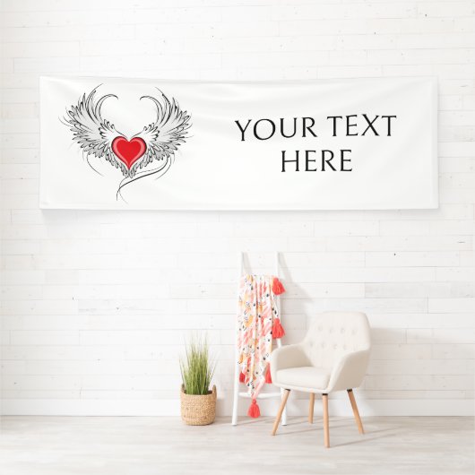 Rode Engel Hart met vleugels Spandoek (Insitu)