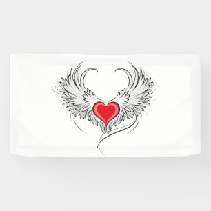 Rode Engel Hart met vleugels Spandoek