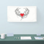 Rode Engel Hart met vleugels Spandoek (Beurs)