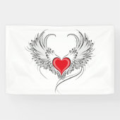 Rode Engel Hart met vleugels Spandoek (Horizontaal)
