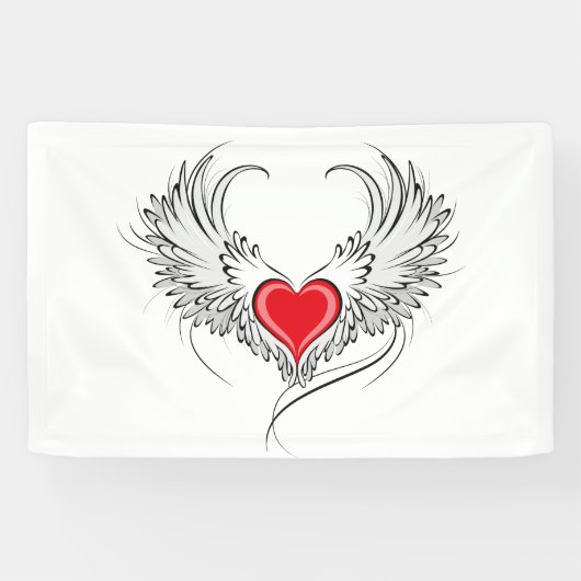 Rode Engel Hart met vleugels Spandoek (Horizontaal)