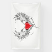 Rode Engel Hart met vleugels Spandoek (Verticaal)