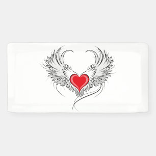Rode Engel Hart met vleugels Spandoek