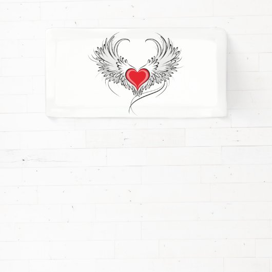 Rode Engel Hart met vleugels Spandoek (Insitu)