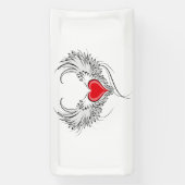 Rode Engel Hart met vleugels Spandoek (Verticaal)