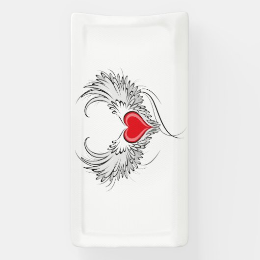 Rode Engel Hart met vleugels Spandoek (Verticaal)