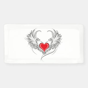 Rode engel hart met vleugels spandoek