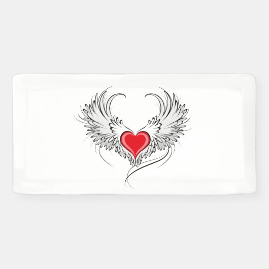 Rode engel hart met vleugels spandoek (Horizontaal)
