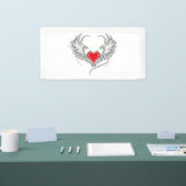 Rode engel hart met vleugels spandoek (Beurs)