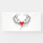 Rode Engel Hart met vleugels Spandoek (Horizontaal)