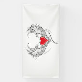 Rode Engel Hart met vleugels Spandoek (Verticaal)