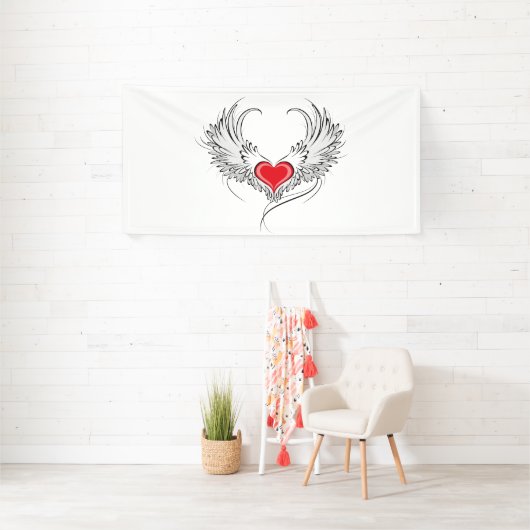 Rode Engel Hart met vleugels Spandoek (Insitu)