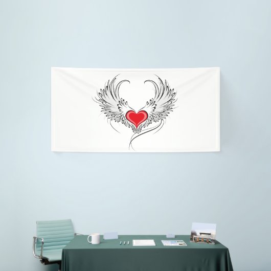 Rode Engel Hart met vleugels Spandoek (Beurs)