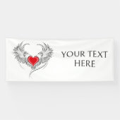 Rode Engel Hart met vleugels Spandoek (Horizontaal)