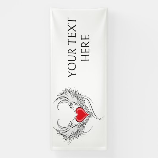 Rode Engel Hart met vleugels Spandoek (Verticaal)