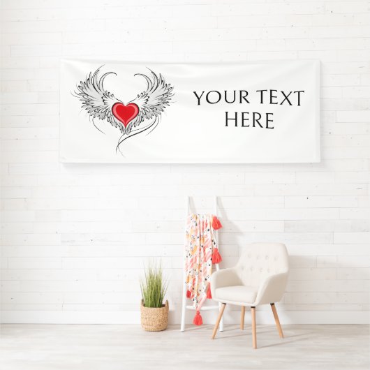 Rode Engel Hart met vleugels Spandoek (Insitu)
