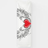 Rode Engel Hart met vleugels Spandoek (Verticaal)
